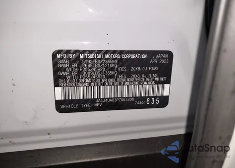 2023 Mitsubishi Outlander Se 2.5 S-Awc z USA, uszkodzony, nr VIN JA4J4UA83PZ053800